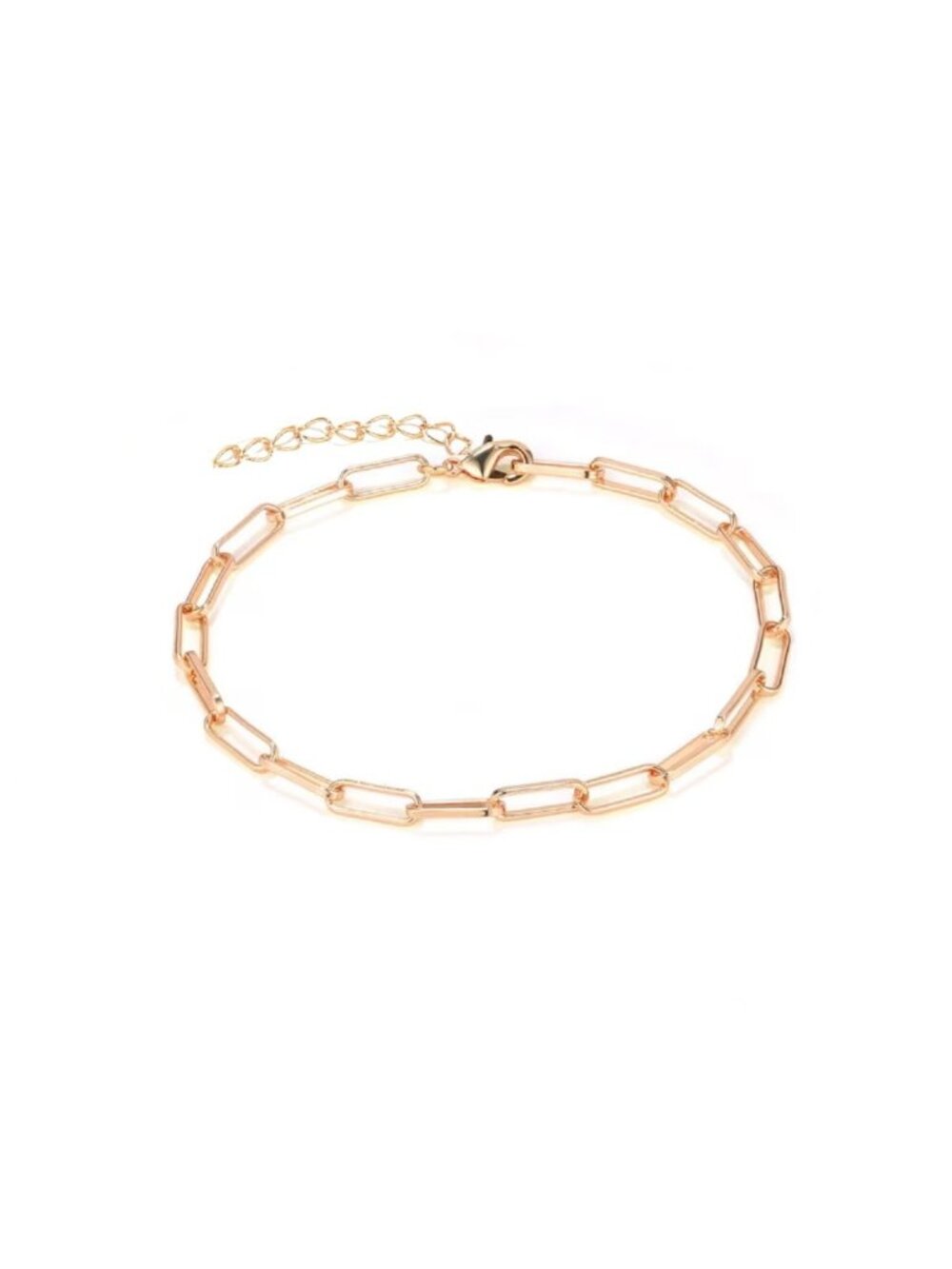Adjustable Rose Gold Paperclip Chain Bracelet Large Link